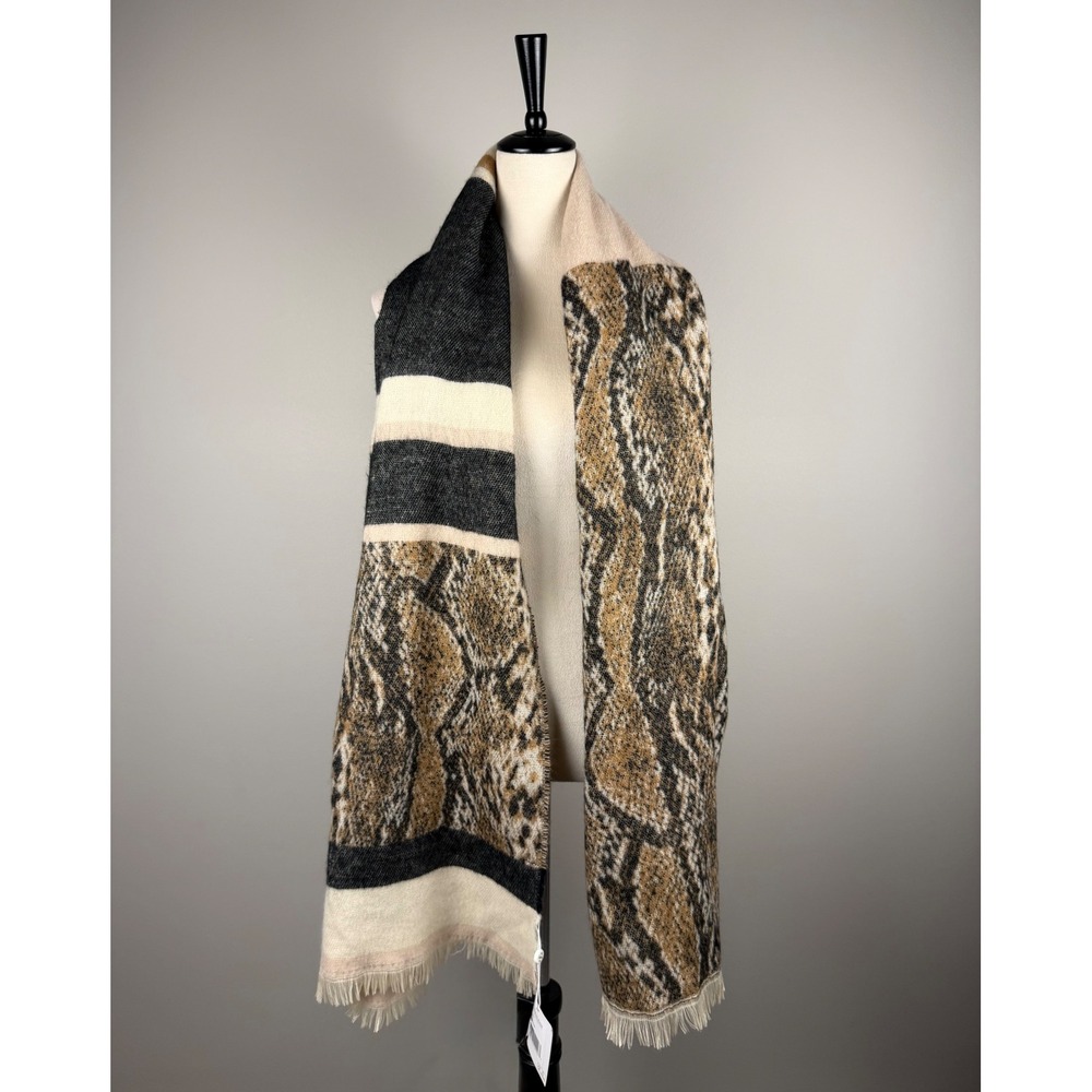 Shiraleah Elliot Scarf Snakeskin Striped OS Multi Animal Print Fringe Wrap